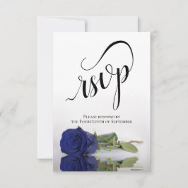 Cartão RSVP Casamento Elegante de Marinho Azul de Longa Escala