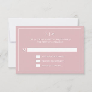 Cartão RSVP Casamento elegante de monograma de Rosas claro sim