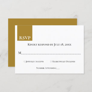 Cartão RSVP Casamento elegante de Monograma Escuro Simples Mod