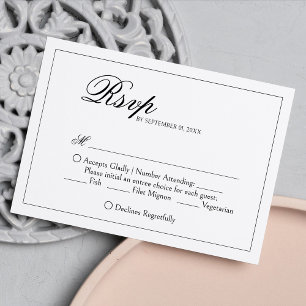 Cartão RSVP Casamento Elegante de Monograma Wreath