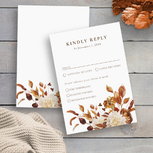 Cartão RSVP Casamento Elegante de Outono