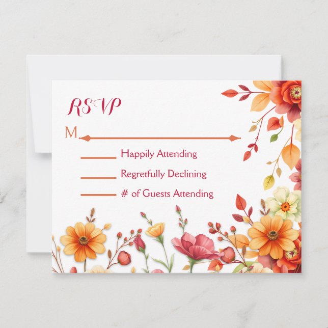 Cartão RSVP Casamento Elegante de outono bonito (Frente)