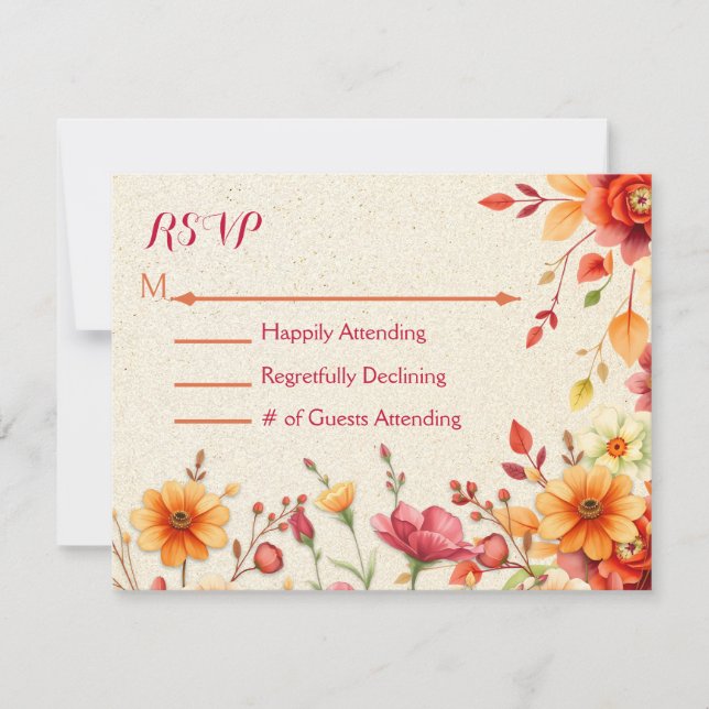 Cartão RSVP Casamento Elegante de outono bonito (Frente)