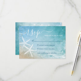 Cartão RSVP Casamento Elegante de Praia de Aquarela