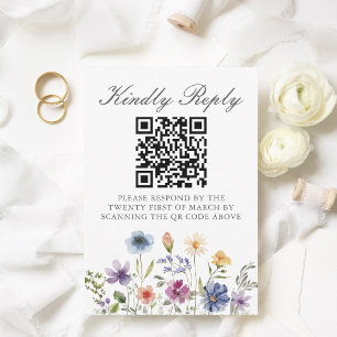 Cartão RSVP Casamento Elegante de Primavera com Flor Silvestre