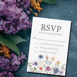 Cartão RSVP Casamento Elegante de Primavera com Flores Silvest