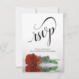 Cartão RSVP Casamento Elegante De Rosa De Laranja De Ferrugem