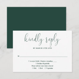 Cartão RSVP Casamento Elegante de Script Chic Moderno Emerald 