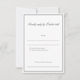 Cartão RSVP Casamento Elegante de Script de Fronteira Clássica