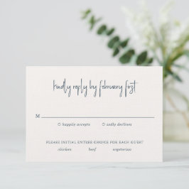 Cartão RSVP Casamento Elegante De Script Manuscrito De Cinza M