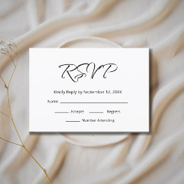 Cartão RSVP Casamento Elegante de Script Simples Modern Boho