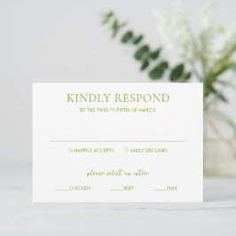 Cartão RSVP Casamento Elegante de Verde limão Limpo