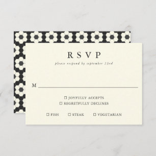 Cartão RSVP Casamento Elegante do Azulejo Geométrico Branco Re