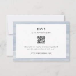 Cartão RSVP Casamento elegante do Código QR Azul Mudado para o