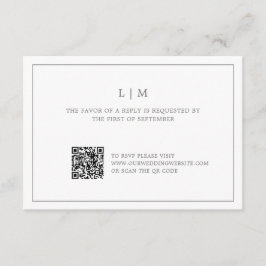 Cartão RSVP Casamento elegante do Código QR do Monograma de Ci