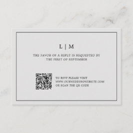 Cartão RSVP Casamento elegante do Código QR do Monograma de Ci