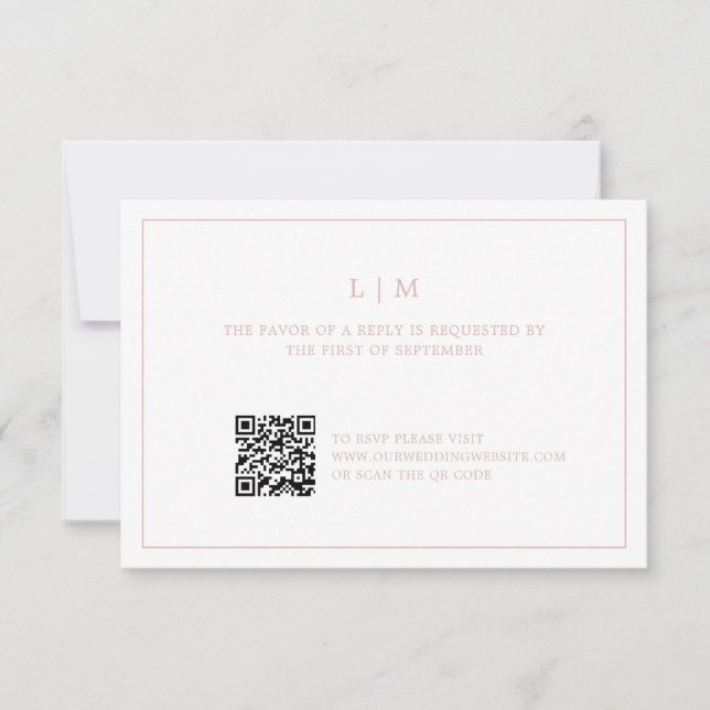 Cartão RSVP Casamento elegante do Código QR do Monograma de Ro (Frente)