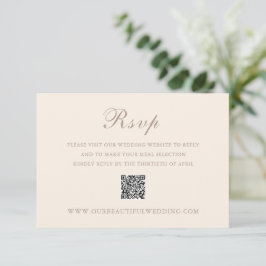 Cartão RSVP Casamento elegante do código QR neutro Classic San