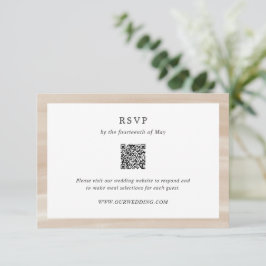 Cartão RSVP Casamento elegante do código QR neutro do costeiro