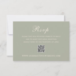 Cartão RSVP Casamento Elegante do Código QR Verde Clássico Mut
