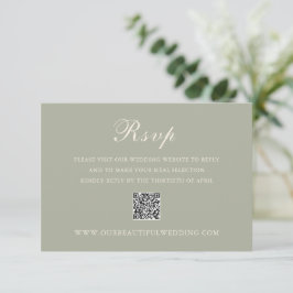Cartão RSVP Casamento Elegante do Código QR Verde Clássico Mut