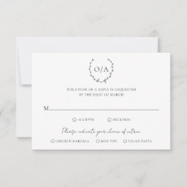 Cartão RSVP Casamento Elegante do Monograma Wreath Clássico