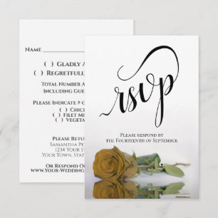 Cartão RSVP Casamento Elegante, Dourado, Ochre Rosa