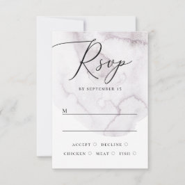 Cartão RSVP Casamento elegante em letra cursiva roxa em aquare