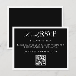 Cartão RSVP Casamento Elegante em Preto e Branco