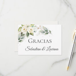 Cartão RSVP Casamento elegante espanhol Obrigado