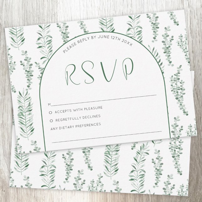Cartão RSVP Casamento Elegante Eucalyptus Greenery (Criador carregado)