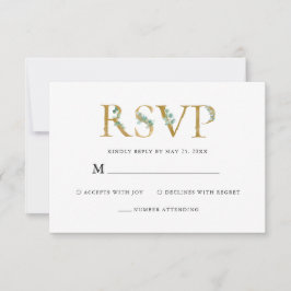 Cartão RSVP Casamento Elegante Eucalytus Greenery Watercolor