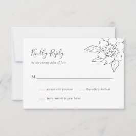 Cartão RSVP Casamento Elegante Floral de Arte Neutral