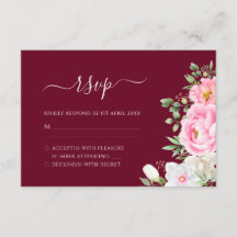 Casamento Elegante Floral de Burgundy Watercolor