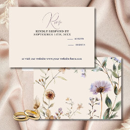 Cartão RSVP Casamento Elegante Floral de Flores Selvagens