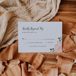 Cartão RSVP Casamento Elegante Floral Floral Cor-de-Água Rosa