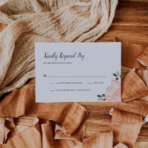 Cartão RSVP Casamento Elegante Floral Floral Cor-de-Água Rosa