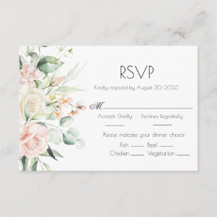 Cartão RSVP Casamento Elegante Floral Floral de Cor de Água R