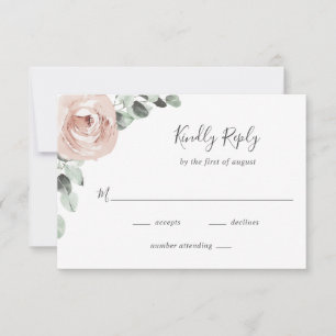 Cartão RSVP Casamento Elegante Floral Modern Dusty Rosa