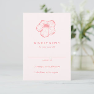 Cartão RSVP Casamento Elegante Floral Rosa Moderno