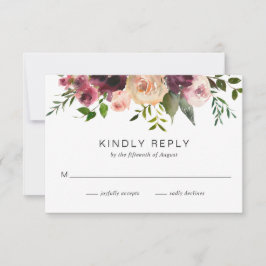 Cartão RSVP Casamento Elegante Floral Rustic Fall