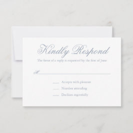 Cartão RSVP Casamento Elegante Formal Azul Tradicional