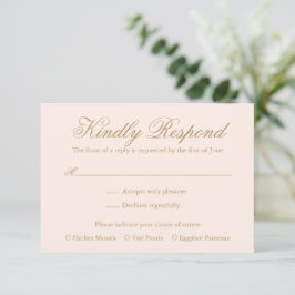 Cartão RSVP Casamento Elegante Formal Cor-de-Rosa Escamudo Tra