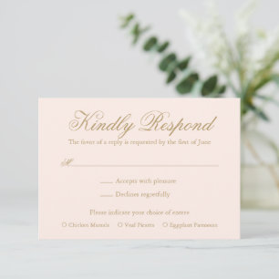 Cartão RSVP Casamento Elegante Formal Cor-de-Rosa Escamudo Tra