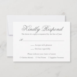 Cartão RSVP Casamento Elegante Formal das Cinzas Tradicionais