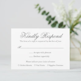 Cartão RSVP Casamento Elegante Formal das Cinzas Tradicionais