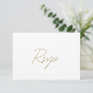 Cartão RSVP Casamento Elegante Formal Dourado Mínimo e Antiqua