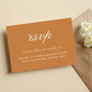 Cartão RSVP Casamento Elegante Formal Laranja Queimada