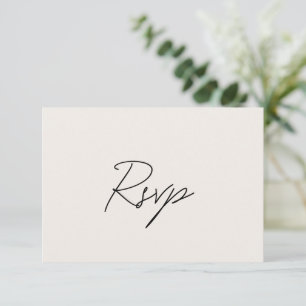 Cartão RSVP Casamento Elegante Formal Mínimo de Beige