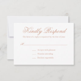 Cartão RSVP Casamento Elegante Formal Rosa-Rosa Tradicional